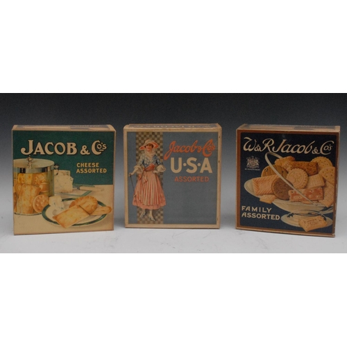 850 - W & R Jacob - an Art Nouveau rectangular cardboard biscuit packet, Jacob & Co U.S.A. Assorted, print... 