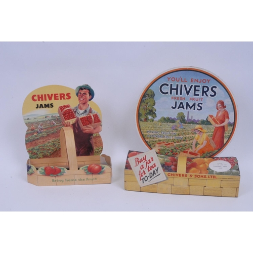 857 - Chivers Jams- a 3d cardboard counter top advertising sign, printed in colours farmer with two basket... 