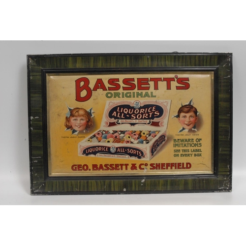 393 - George Bassetts & Co, Sheffield - a rectangular pressed tin advertising sign, Bassetts Original Liqu... 