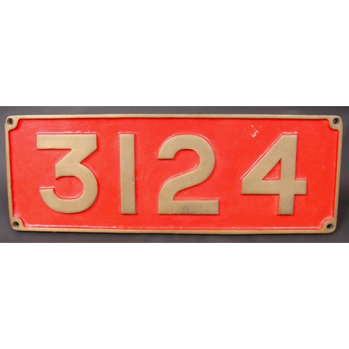 299B - East African Railways, brass cab side number, 3124, 31 Tribal, Chope, 2-8-4, c9''x25'', retired in 1... 