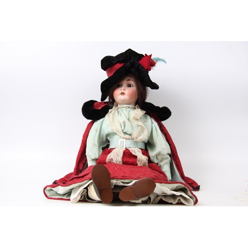 301 - A large Catterfelder Puppenfabrik bisque head and composition body doll, sleeping brown glass eyes, ... 