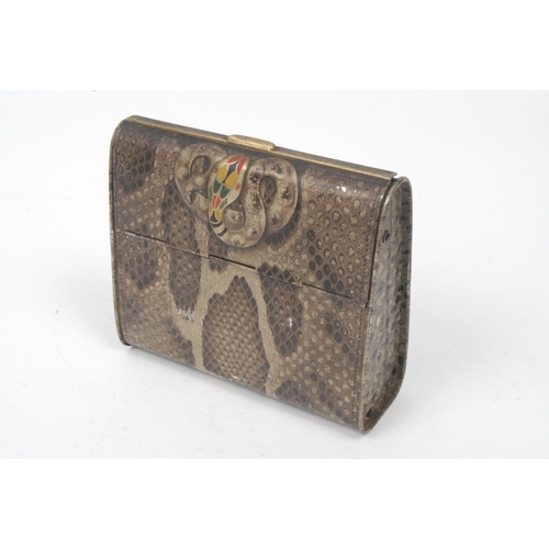 415 - Huntley & Palmers - an early 20th century novelty biscuit tin, in the form of a snakeskin evening ba... 