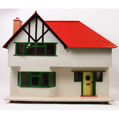 314A - A large hand painted 1940's style dolls house replica of a property in Chaddesden Derby, bright red ... 