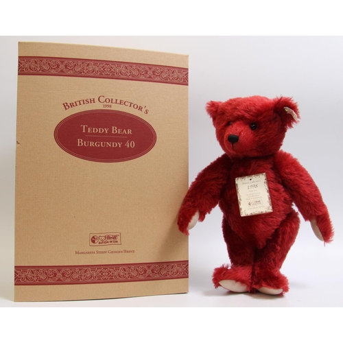 329 - Steiff 1998 British Collectors' teddy bear, Burgundy 40, limited edition 01653/3000 pieces, trademar... 