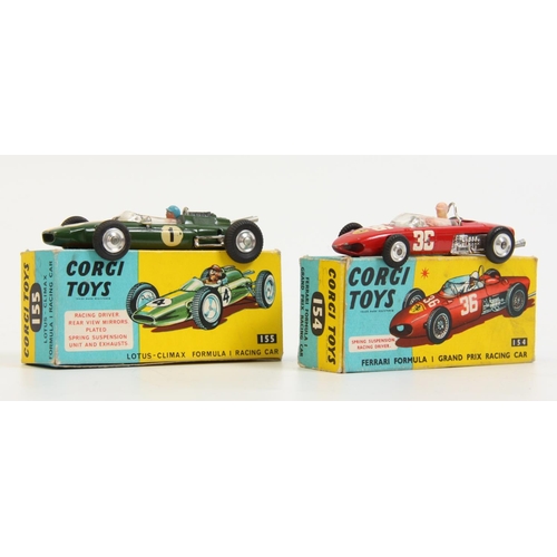 345 - Corgi toys 154 Ferrari Formula 1 Grand Prix Racing car, red body, boxed and a Corgi Toys 155 Lotus -... 