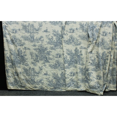 423 - Textiles - a large pair of Toile du Jouy curtains