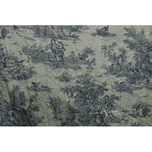 423 - Textiles - a large pair of Toile du Jouy curtains