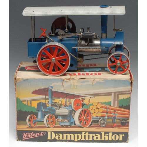 2078 - A Wilesco D40 live steam traction engine (Dampftraktor) ‘Old Smoky’, painted blue body with mirror p... 