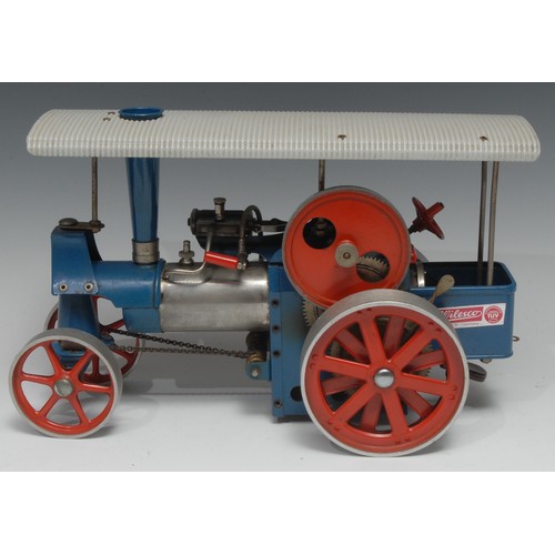 2078 - A Wilesco D40 live steam traction engine (Dampftraktor) ‘Old Smoky’, painted blue body with mirror p... 