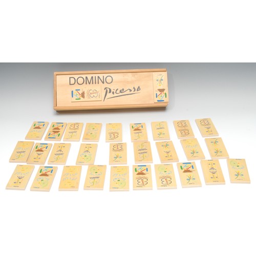 2094 - A Limited Edition Picasso domino set, comprising twenty eight wooden rectangular domino tiles, each ... 