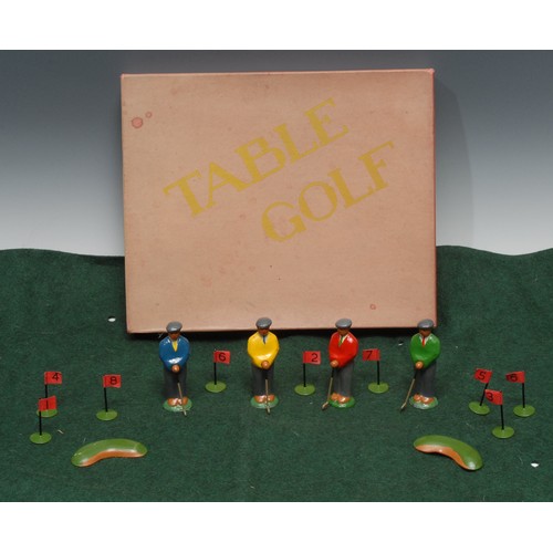 2099 - Sporting Interest, Golf – a 1940’s novelty Table Golf game, comprising green felt layout, four paint... 