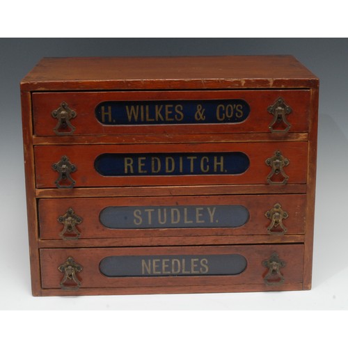 2174 - Advertising - a rectangular mahogany shop counter top haberdashery cabinet, H.Wilkes & Co's Redditch... 