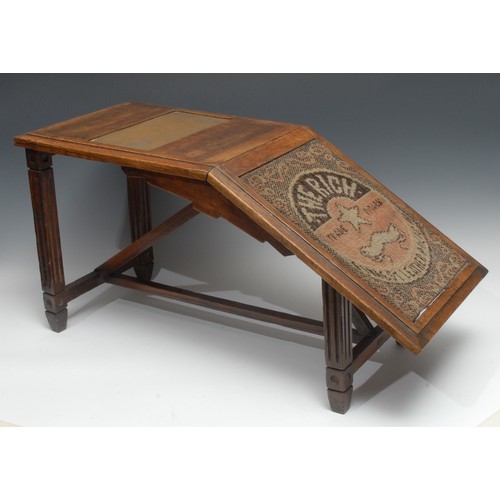 2175 - Advertising – an oak shop display boot polishing stool, Rich Polish, the top inset with a rectangula... 