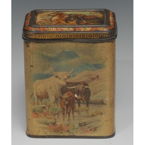 2185 - Advertising, Carr & Co – an early 20th century rounded rectangular pictorial biscuit tin, embossed h... 