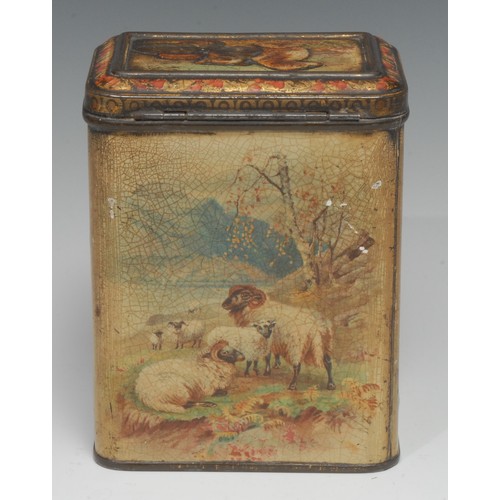 2185 - Advertising, Carr & Co – an early 20th century rounded rectangular pictorial biscuit tin, embossed h... 