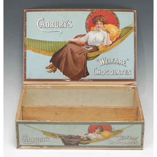 2204 - Advertising, Cadbury’s – an early 20th century rectangular shaped pine and cardboard chocolates box,... 