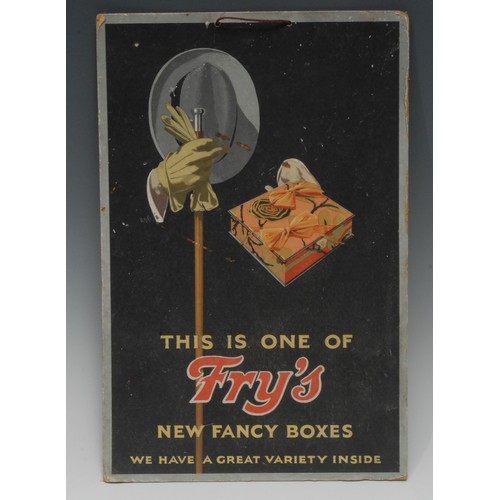 2222 - Advertising, Fry’s – an early 20th century rectangular pictorial showcard, depicting a top hat, a pa... 