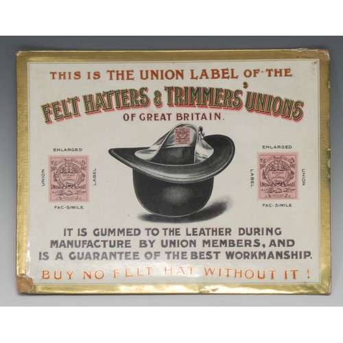 2229 - Advertising, Felt Hatters & Trimmers Unions of Great Britain – an early 20th century rectangular pic... 