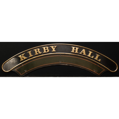 2242 - Railwayana – the GWR 4900 Hall Class nameplate, Kirby Hall, rolled brass edge, 173cm long, [1]

Kirb... 