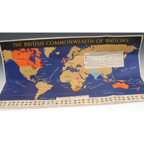 2249 - A 1940’s British Commonwealth of Nations map poster, portraying forms of government and depicting pr... 