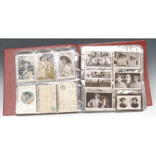 2257 - Postcards, Theatrical, mainly Edwardian, Actors and Actresses in album, including Gladys Cooper, Jea... 