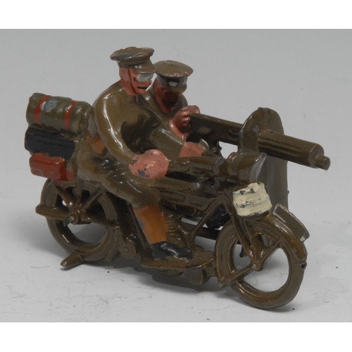 2397 - W Britian (Britains) Motor Machine-Gun Corps from set No.199, comprising of comprising of motorcycle... 