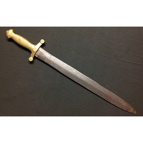 62 - French M1831 Artillery Short Sword with double edged blade, 47cm in length. Cast brass hilt and cros... 