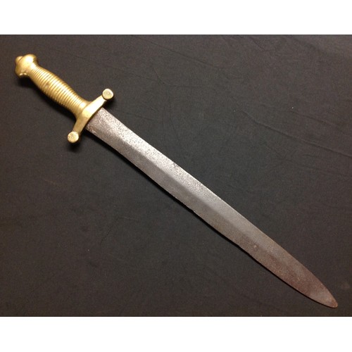 62 - French M1831 Artillery Short Sword with double edged blade, 47cm in length. Cast brass hilt and cros... 