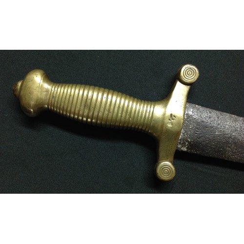 62 - French M1831 Artillery Short Sword with double edged blade, 47cm in length. Cast brass hilt and cros... 