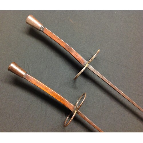 63 - A pair of German made Fencing Foils. Both with 87cm long blades, maker marked 