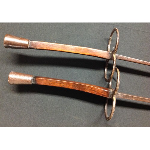 63 - A pair of German made Fencing Foils. Both with 87cm long blades, maker marked 