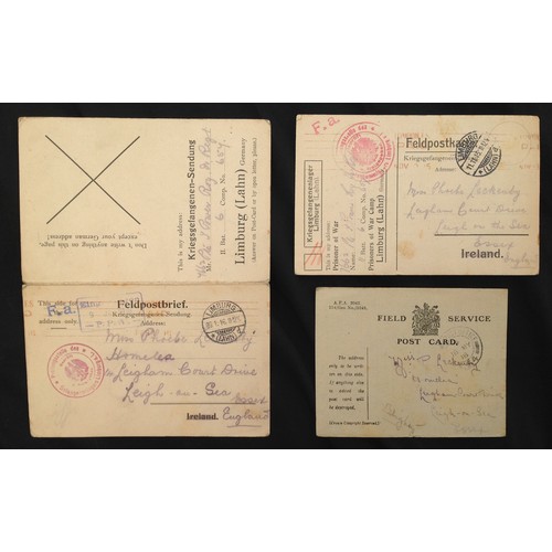 73 - WW1 British PoW Paperwork. Three postcards all written to the same lady by British PoW held in Germa... 