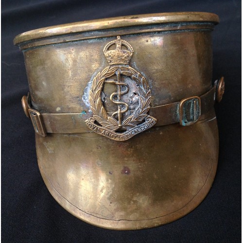 76 - WW1 British Trench Art Service Dress Cap made from a 1916 dated British 18prd shell case with RAMC b... 