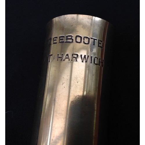 77 - WW1 British Trench Art Brass Shot glass made from a WW1 German Flare Cartridge case inscribed 