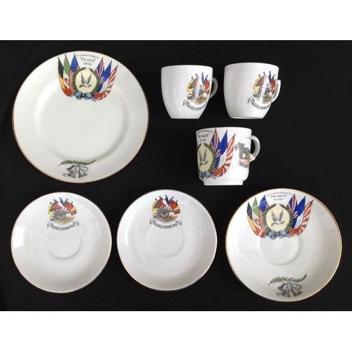 78 - WW1 British Peace 1919 Victory Commemorative Cups and Saucers. Three saucers and three cups and one ... 