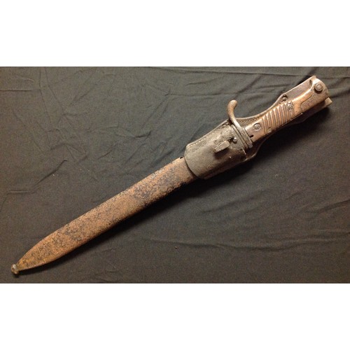 86 - WW1 Imperial German Army Butcher Bayonet with 37cm long single edged fullered blade, maker marked 