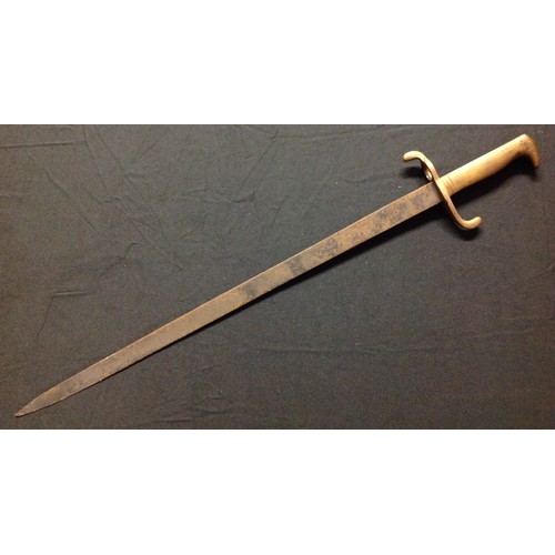 87 - A side arm in the form of an Imperial German M1871 bayonet, however the hilt is a solid brass castin... 