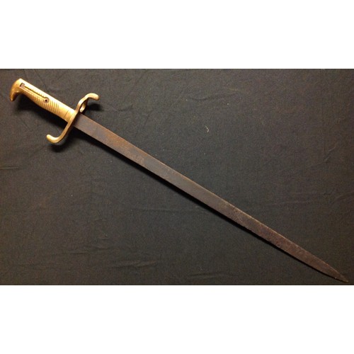 87 - A side arm in the form of an Imperial German M1871 bayonet, however the hilt is a solid brass castin... 