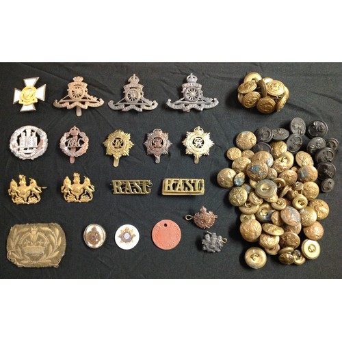 91 - WW2 British cap badges for Northamptonshire Regiment, RASC x 3, RA x 3, RAC, General Service Corps x... 