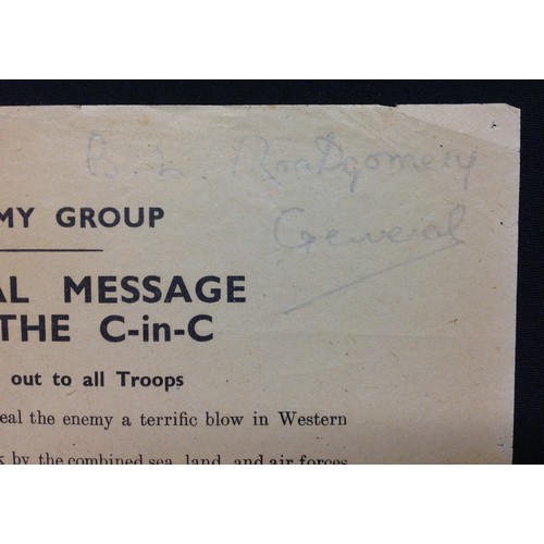 93 - WW2 British D-Day Personal Message from the C in C. An original example of Monty's Message issued to... 