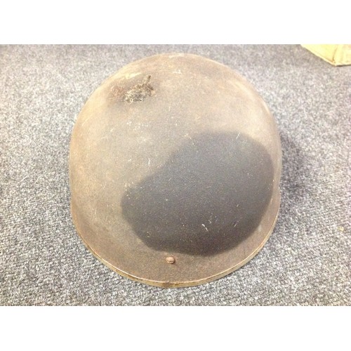 123 - WW2 British Helmet, Steel Airborne Troops, Paratroopers Steel Helmet. 3rd pattern with three point c... 