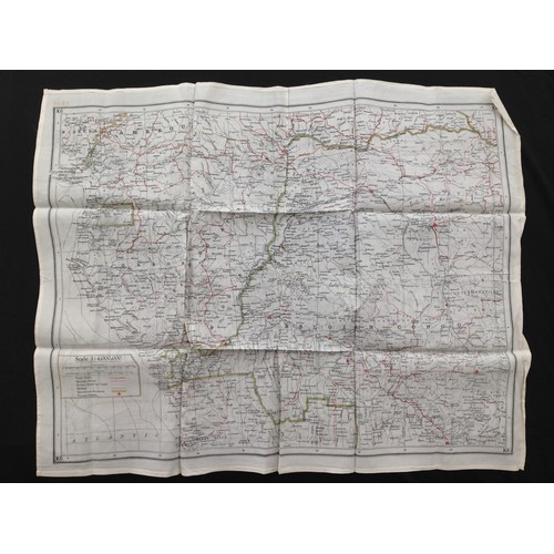 144 - WW2 British RAF Silk Escape map K5/K6 covering Nigeria, Cameroon etc.