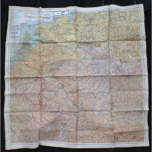 145 - WW2 British RAF Silk Escape & Evasion map sheet 43/D covering France & Germany