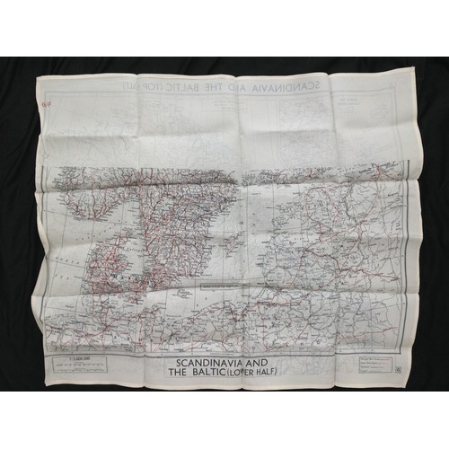 148 - WW2 British RAF Silk Escape & Evasion map of the Baltic and Scandinavia.