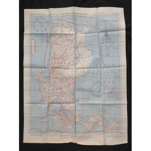 149 - WW2 USAAF Silk Escape & Evasion map of Luzon and the Philippines no C 40 and No34 South East China.