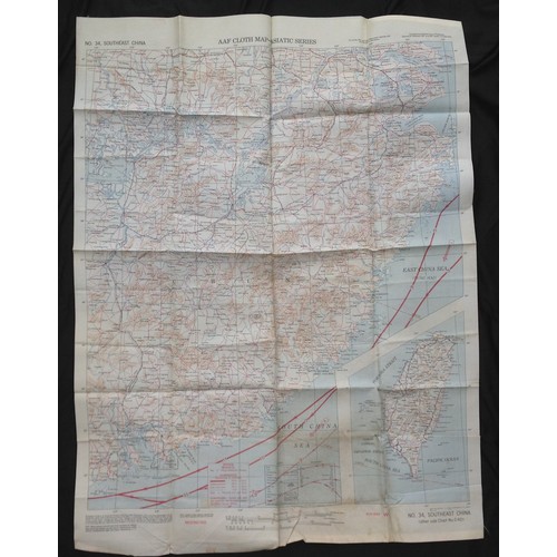 149 - WW2 USAAF Silk Escape & Evasion map of Luzon and the Philippines no C 40 and No34 South East China.