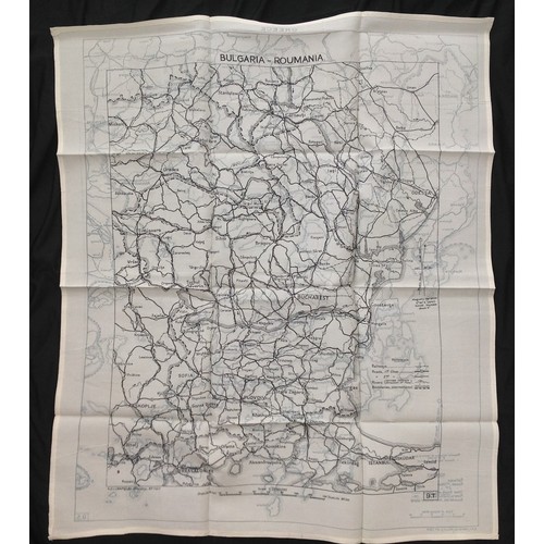 153 - WW2 British RAF Escape and Evasion Silk Map 9S/9T covering Greece, Bulgaria and Roumania.