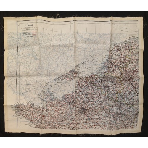 173 - WW2 British RAF Silk Escape and Evasion map C / D English Channel and France.