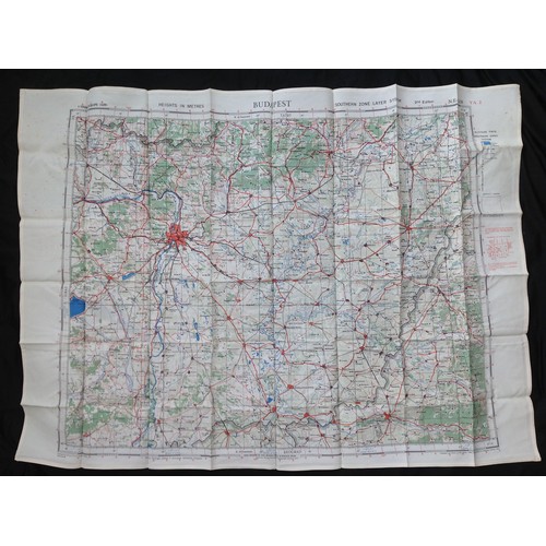 174 - WW2 British RAF Silk Escape and Evasion Map  of Graz and Budapest