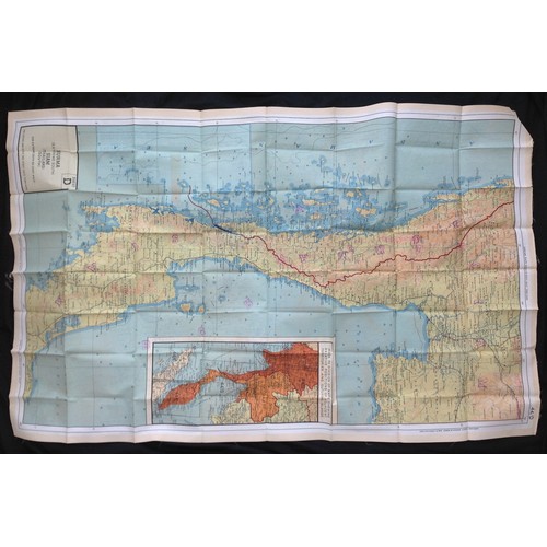 178 - WW2 British RAF Silk Escape and Evasion map 44C/44D of Burma, Siam (Thailand) French Indo China.